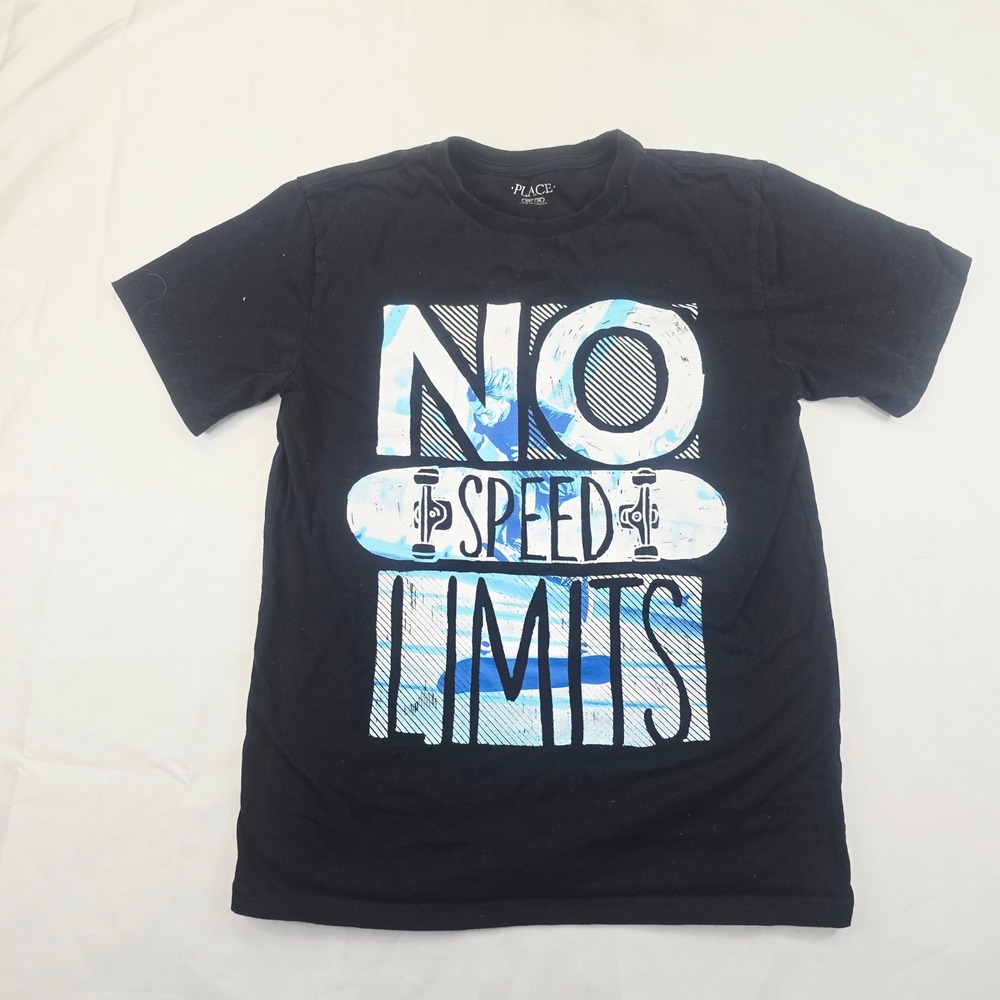 The Children's Place Boys XXL 16 Black No Speed Limits Skateboard Graphic Tee